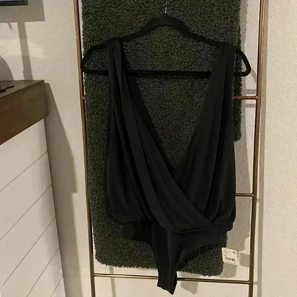 NWT Free People‎ Black Bodysuit